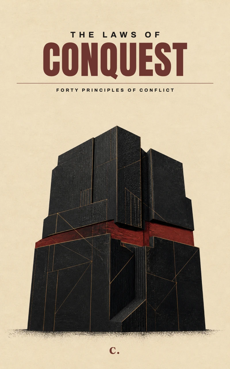 The Laws of Conquest building cover in cream, black, and oxblood, credited to C.