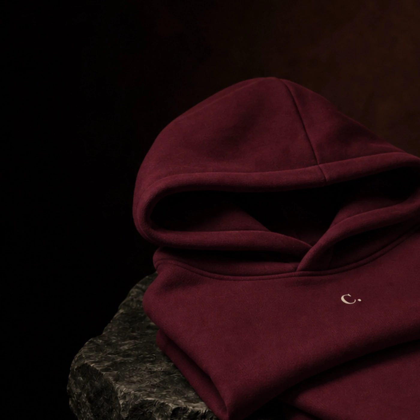 Oxblood Law Hoodie sample rendering with Law I artwork